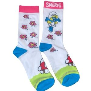 The Smurfs Smurf eye Novelty Women's Crew Socks Shoe One Size NEW cartoon crazy